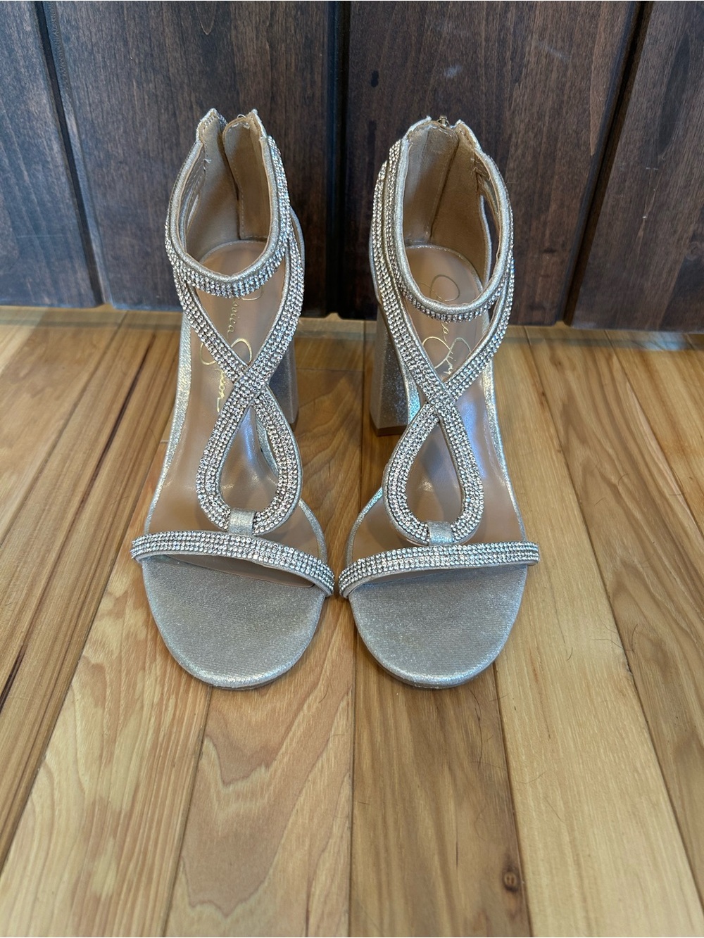 Jessica Simpson Champagne Danisha Chunky Heel Sz 7